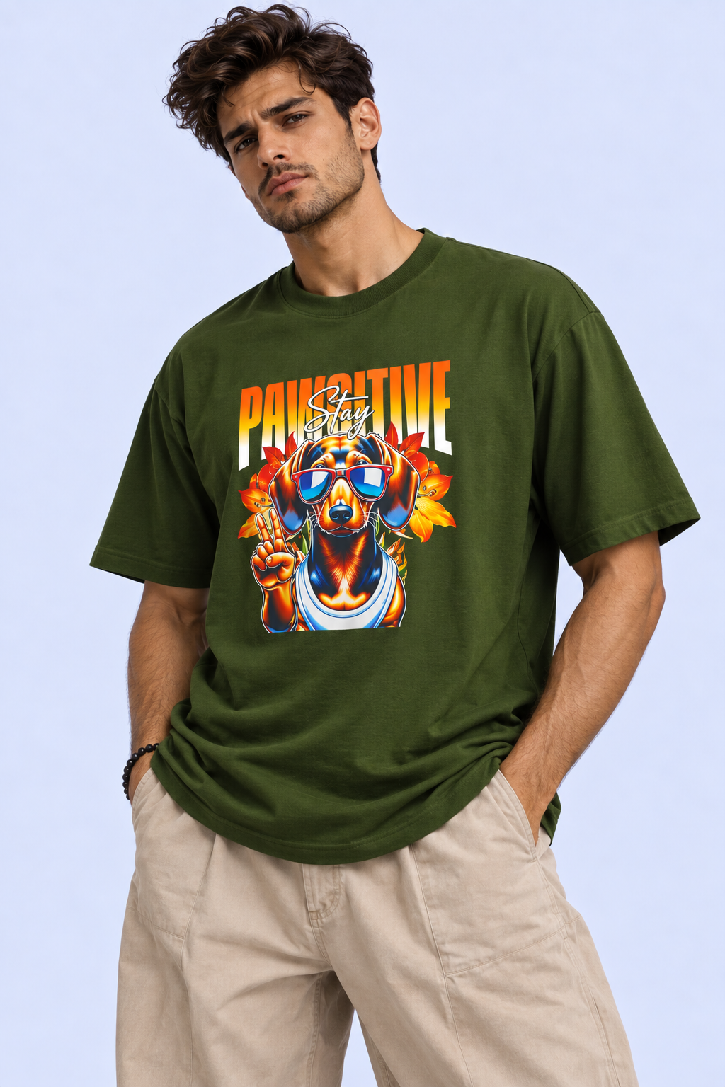 Stay Pawsitive – Oversized Tee. For Men