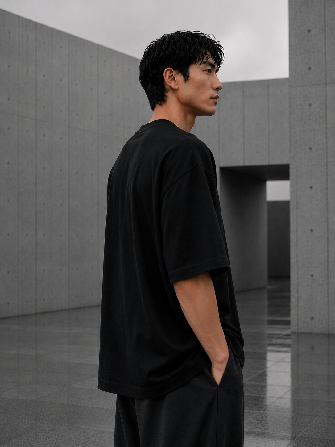 Cosmic Sentinel black Oversized Tee - Image 3