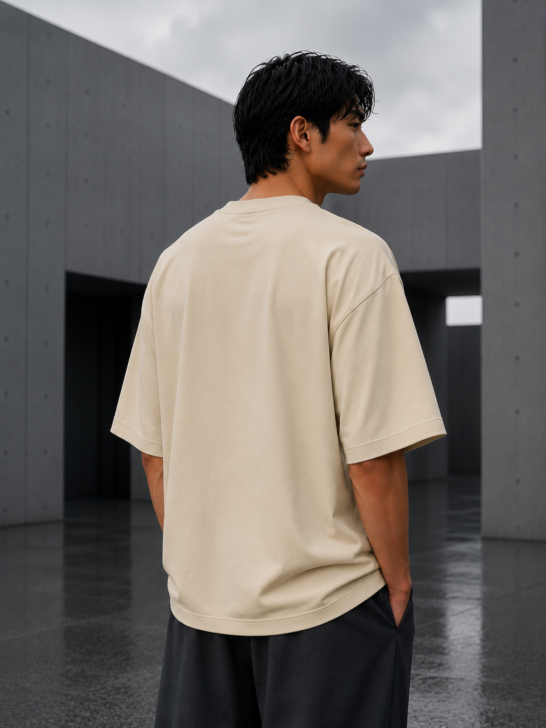 Cosmic Sentinel off-white Oversized Tee - Image 3