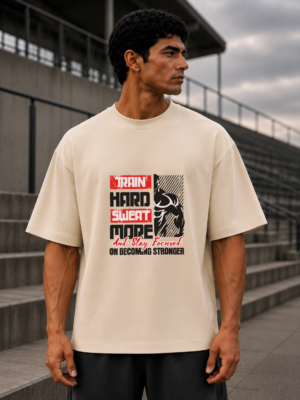 Train. Hard. Sweat. Repeat. Off-White Oversized Tee
