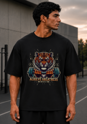 Achieve Greatness Black Oversized Tee