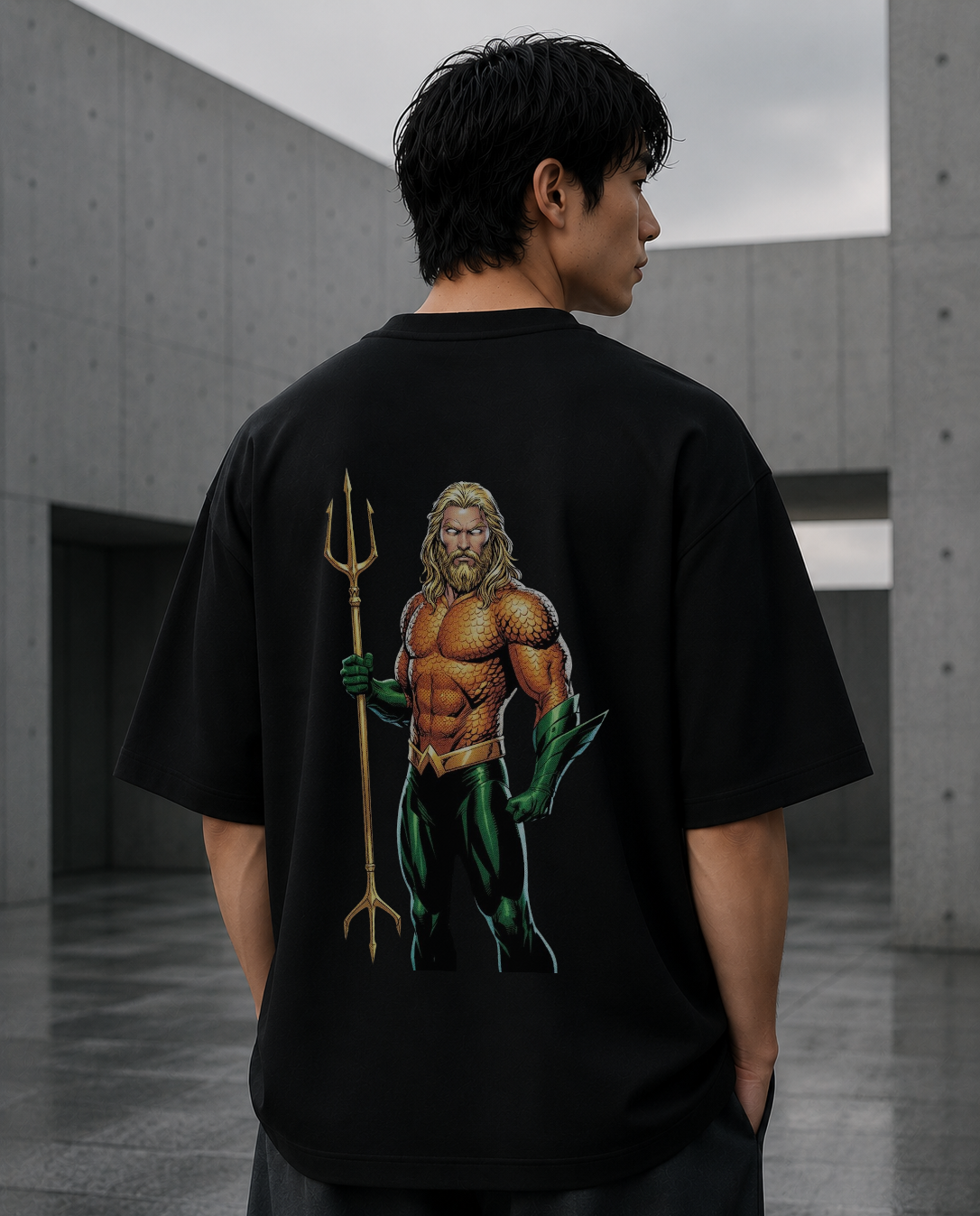 Shuttle fox Superverse oversized black tee back graphic print
