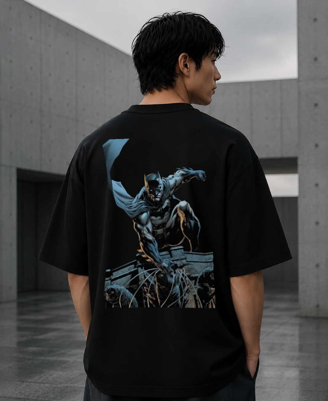Batman oversized black t-shirt with back graphic print