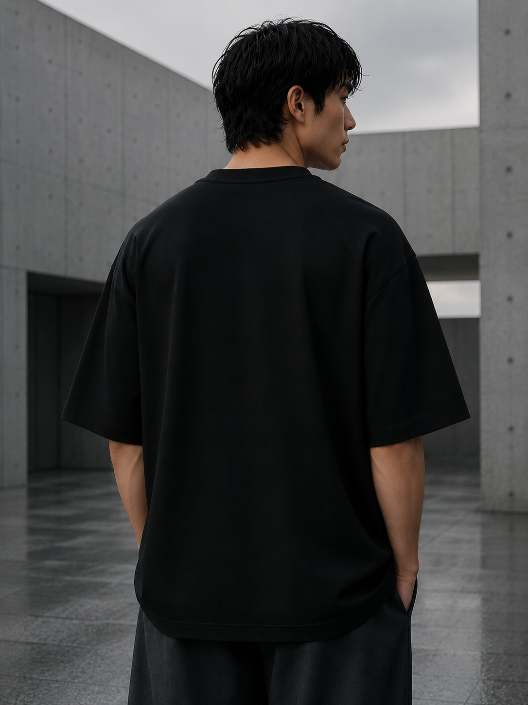 Cosmic Sentinel black Oversized Tee - Image 2