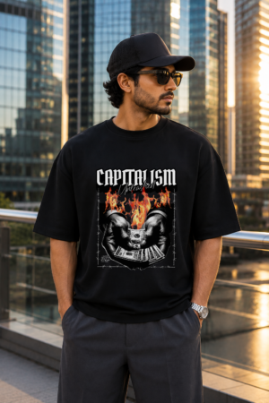 Capitalism Black Oversized Tee