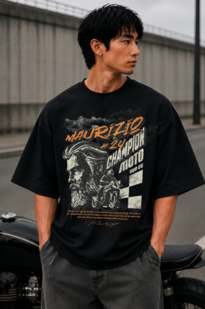 Mauricio Champion Moto Black Oversized Tee