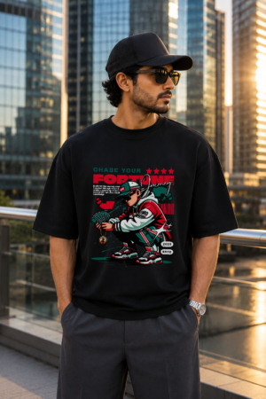 Chase Your Fortune Black Oversized Tee 