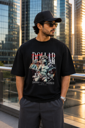 Dollar Dreams Black Oversized Tee