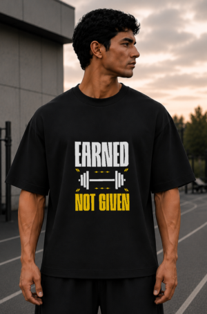 Earned Not Given Black Oversized Tee