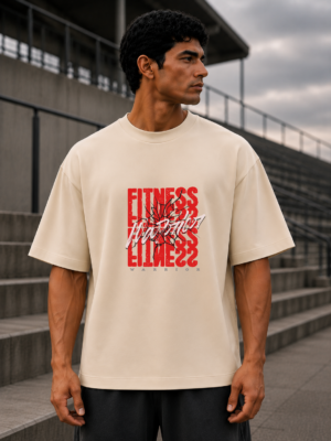 Fitness Vibes Off-White Oversized Tee
