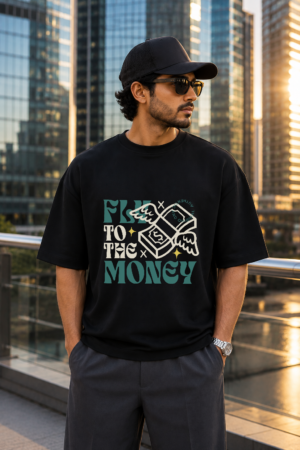 Fly To The Money Black Oversized Tee 