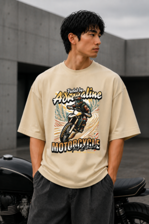 Fueled by Adrenaline Motorcycle Off-White Oversized Tee