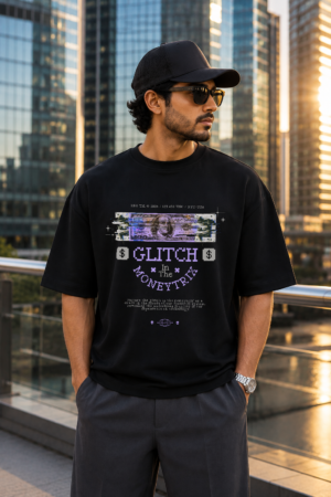 Glitch in the Money Matrix Black Oversized Tee 