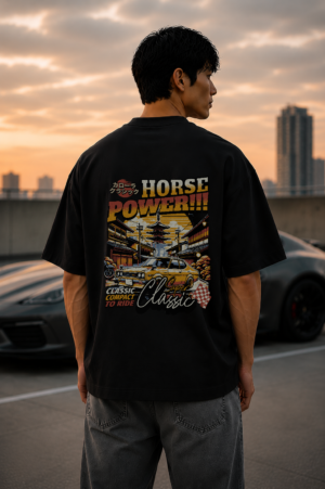 Horse Power Classic Black Oversized Tee