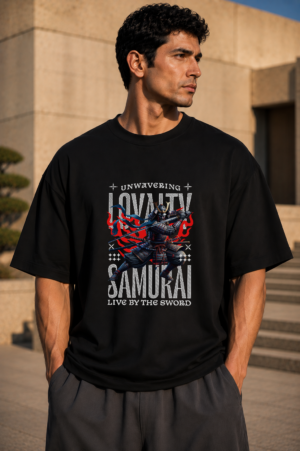 Unwavering Loyalty Samurai Black Oversized Tee