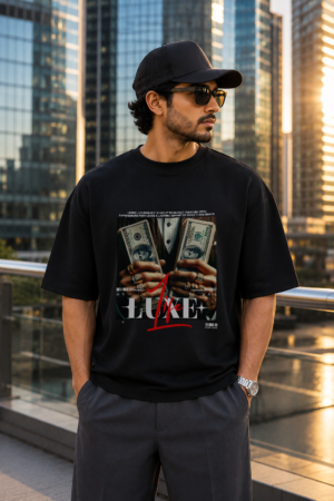 Live the Luxe Black Oversized Tee 