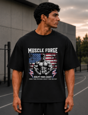 Muscle Forge Black Oversized Tee