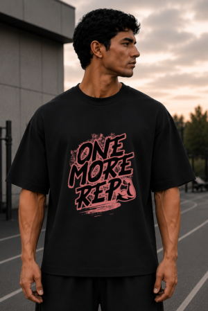 One More Rep Black Oversized Tee