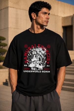 Samurai Exorcist – Underworld Ronin Black Oversized Tee 