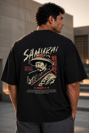 Samurai Sengoku Era Black Oversized Tee 