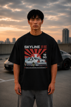 Skyline Kyoto Black Oversized Tee 
