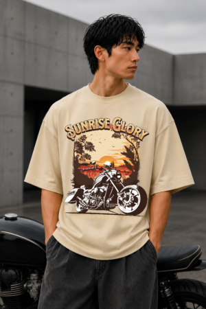 Sunrise Glory Off-White Oversized Tee