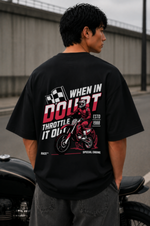 When In Doubt Throttle It Out Black Oversized Tee