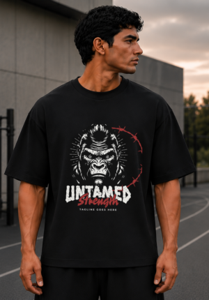 Untamed Strength Black Oversized Tee