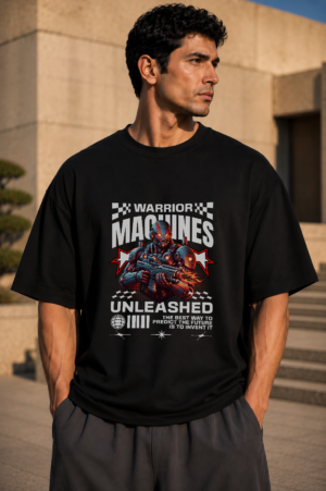 Warrior Machines Unleashed Black Oversized Tee
