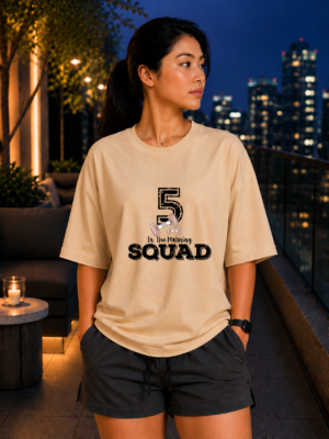 5 AM Squad Oversized Tee – Off White