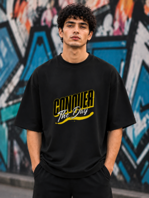 Conquer The Day Black Oversized Tee 