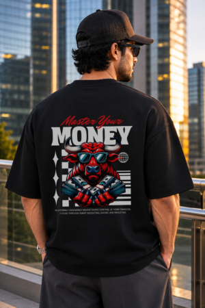 Master Your Money Black Oversized Tee 