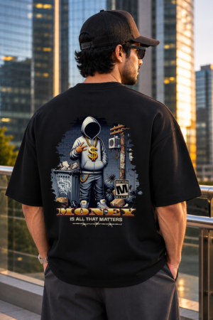 Money Is All That Matters Black Oversized Tee
