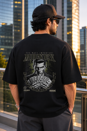 Money Power Respect Black Oversized Tee 