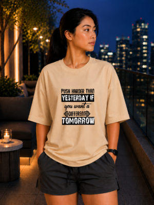 Push Harder Than Yesterday Oversized Tee – Off White