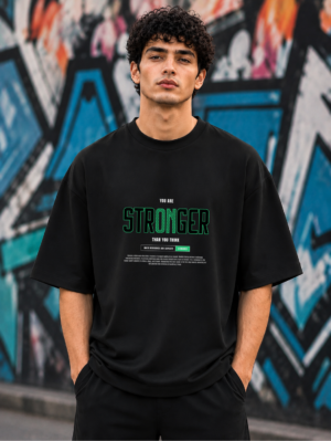 Stronger Black Oversized Tee