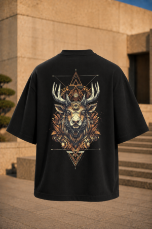 Mystic Stag Oversized Tee-Black