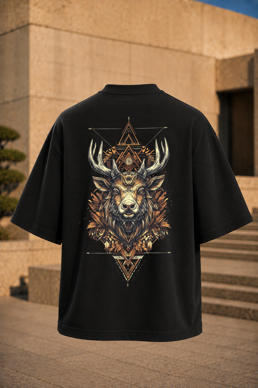Mystic Stag Oversized Tee-Black