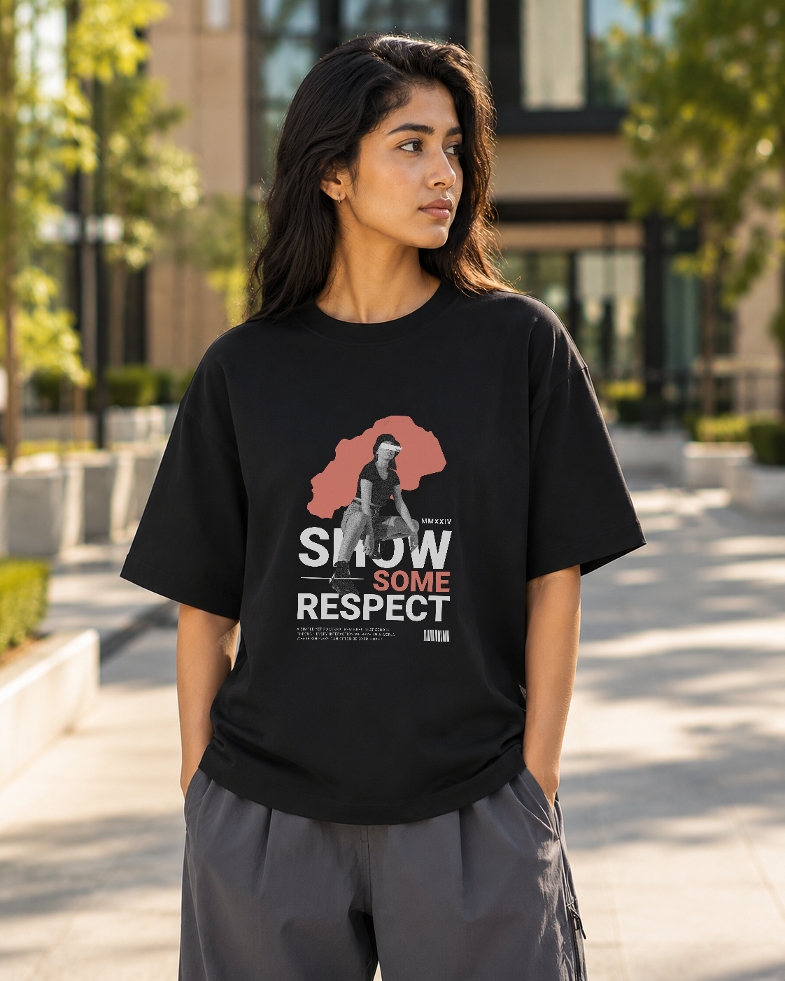 Show Some Respect Oversized Tee-Black